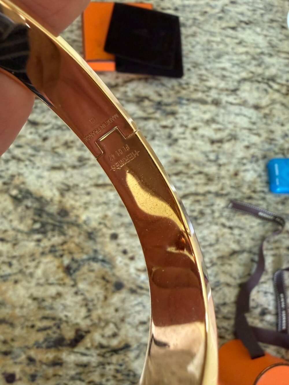Hermes Clic  H Bracelet Baby Blue/Rose Gold - Picture 4 of 7